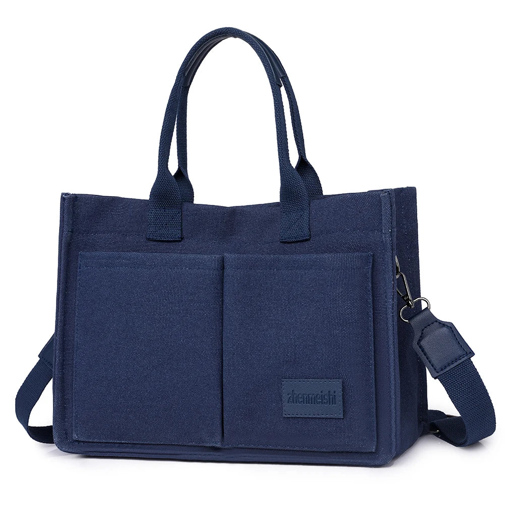 New Large Capacity Canvas Tote Bags for Women Work Commuting Carrying Bag College Style Student Outfit Book Shoulder Shopper Bag