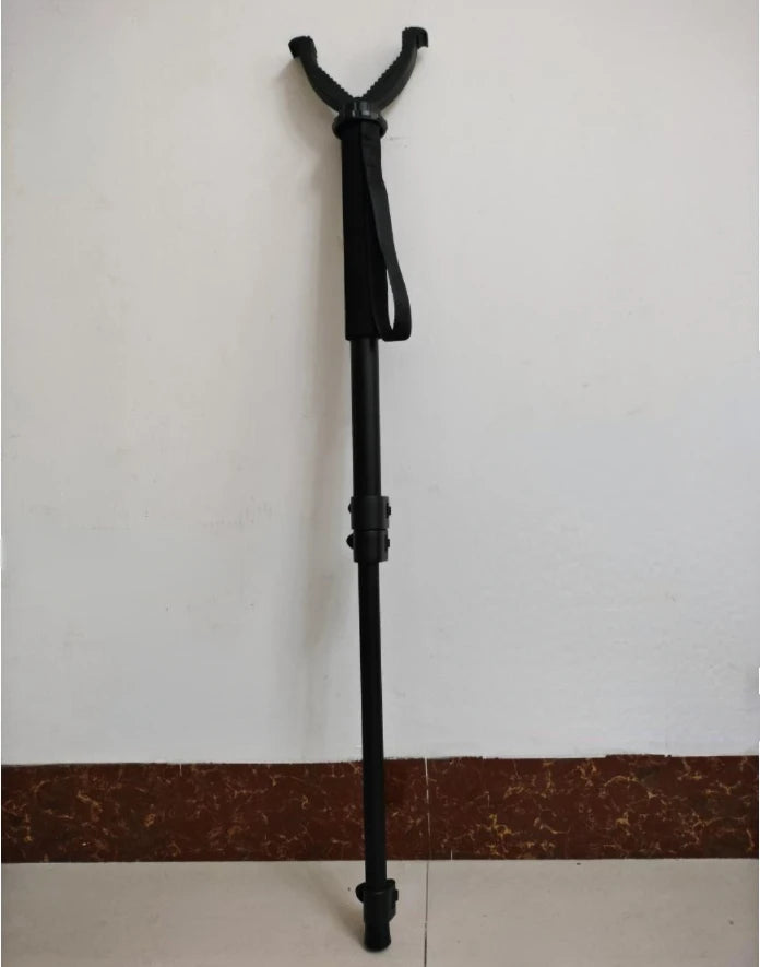Aluminum Hunting Shooting Accessory V Shaped Rotating Yoke Monopod Telescopic Shooting Stick Hunting Stick with Shoulder Strap