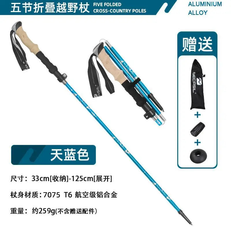 Lighten Up Folding Trekking Poles Carbon Fiber Ultralight Quick Lock Walking Stick Hiking Running Nordic Walking Polehiking stic
