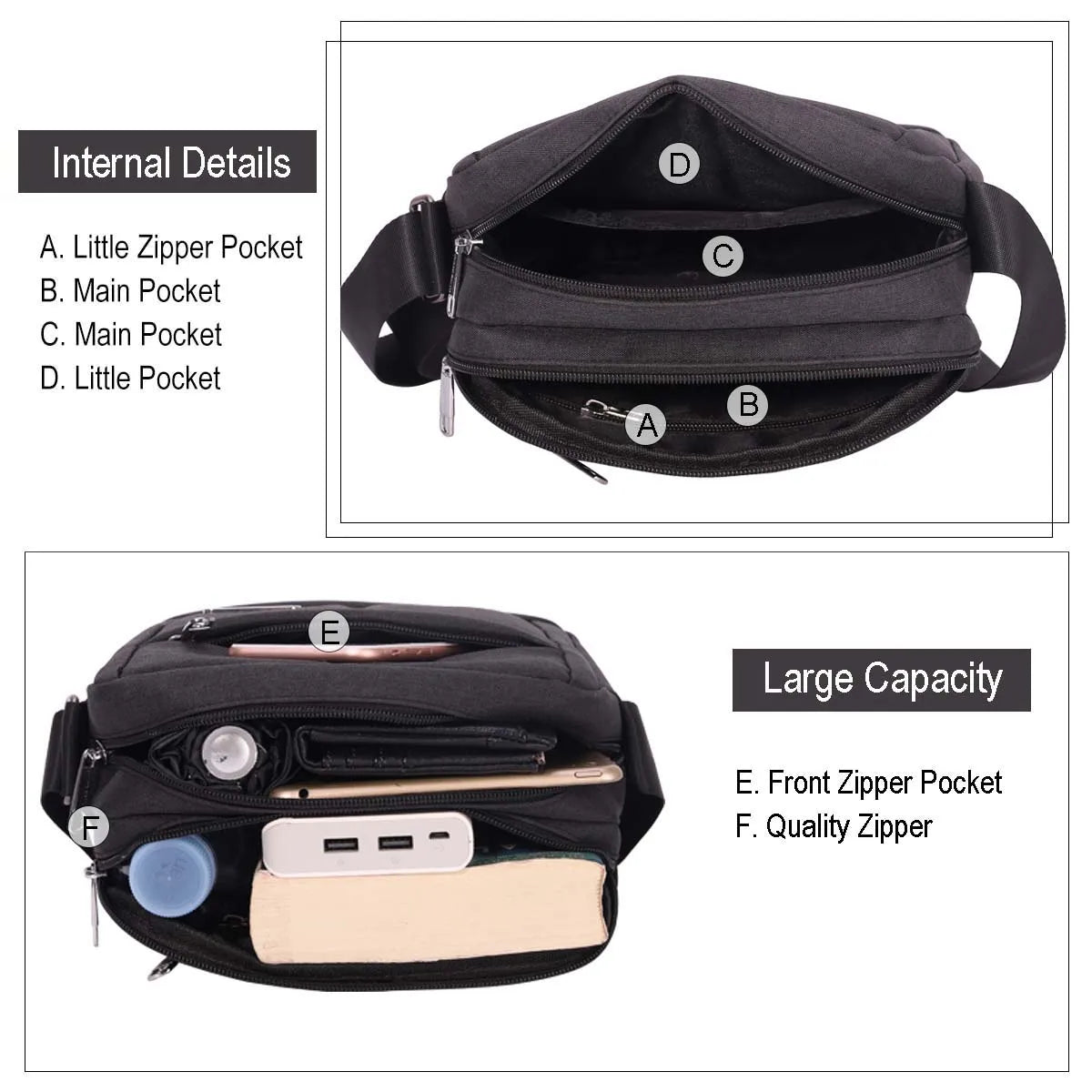 KL928 Men's Messenger Bag - Crossbody Shoulder Bags Travel Bag Man Purse Casual Sling Pack for Work Business
