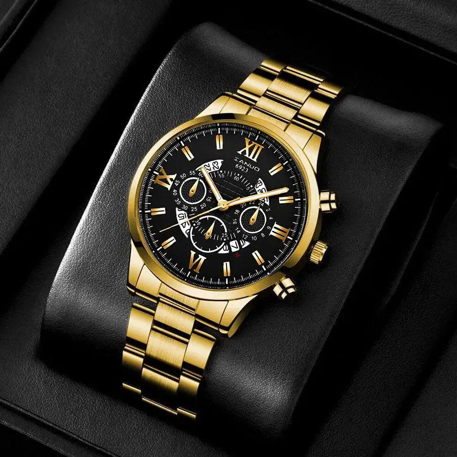 Luxury Men's Steel Strap Luminous Calendar Watch Business Fashion Wristwatch Sports Watch Men's Gifts