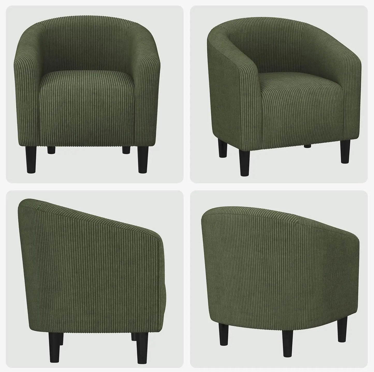 with Soft Padded Armrest, Fuzzy Club Chairs for Living Room Bedroom Waiting Room Office, Accent Chairs Set of 2, Dark Green