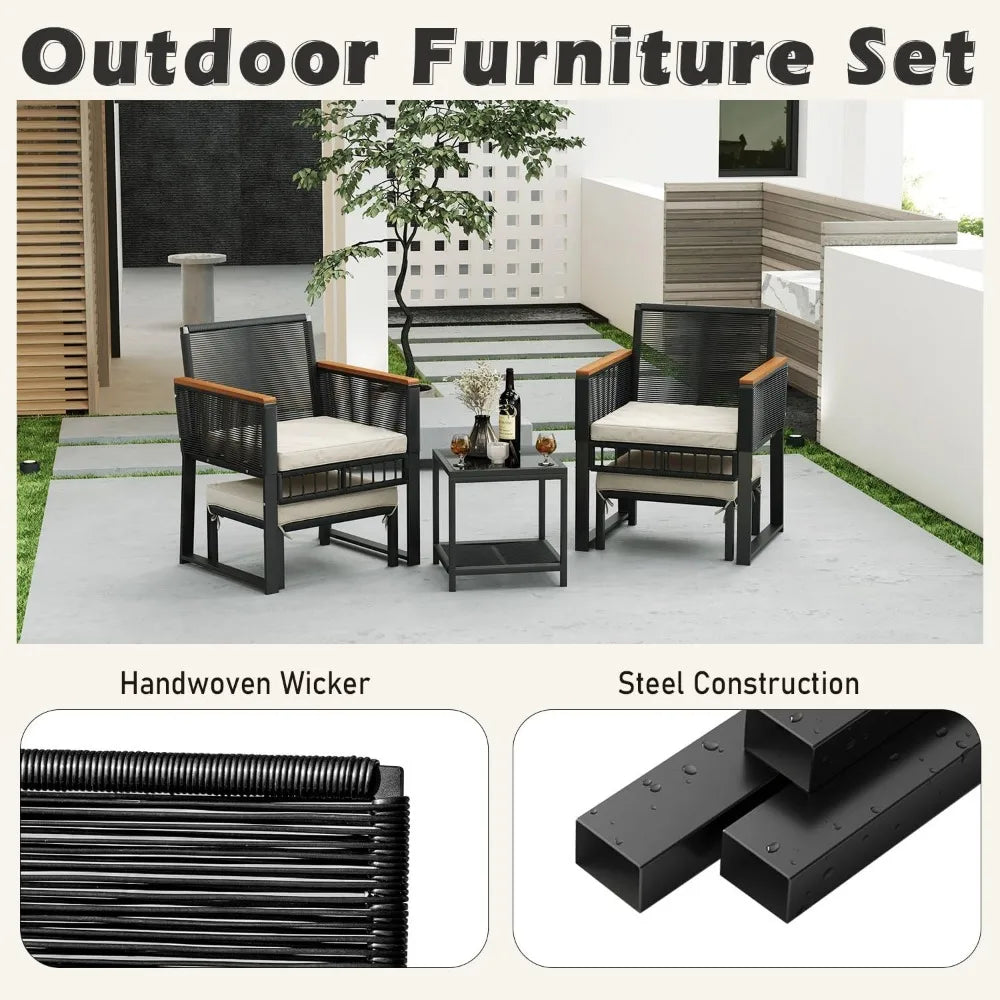 5 piece Outdoor Patio Furniture Set Outdoor Furniture Sets with Table & Ottoman Patios Chairs Set of 2 Wicker Patio Sets Patios