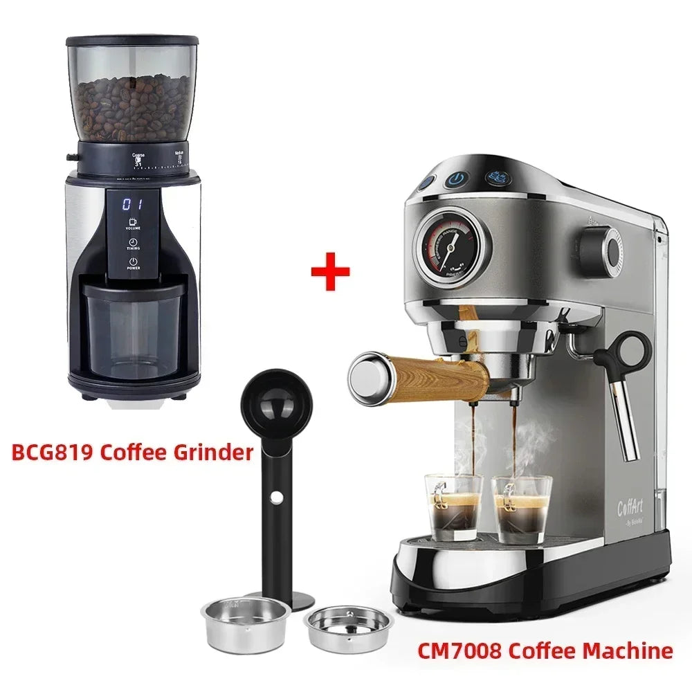 BioloMix 20 Bar Semi Automatic Powder Coffee Machine,with Milk Steam Frother Wand, for Espresso, Cappuccino, Latte and Mocha