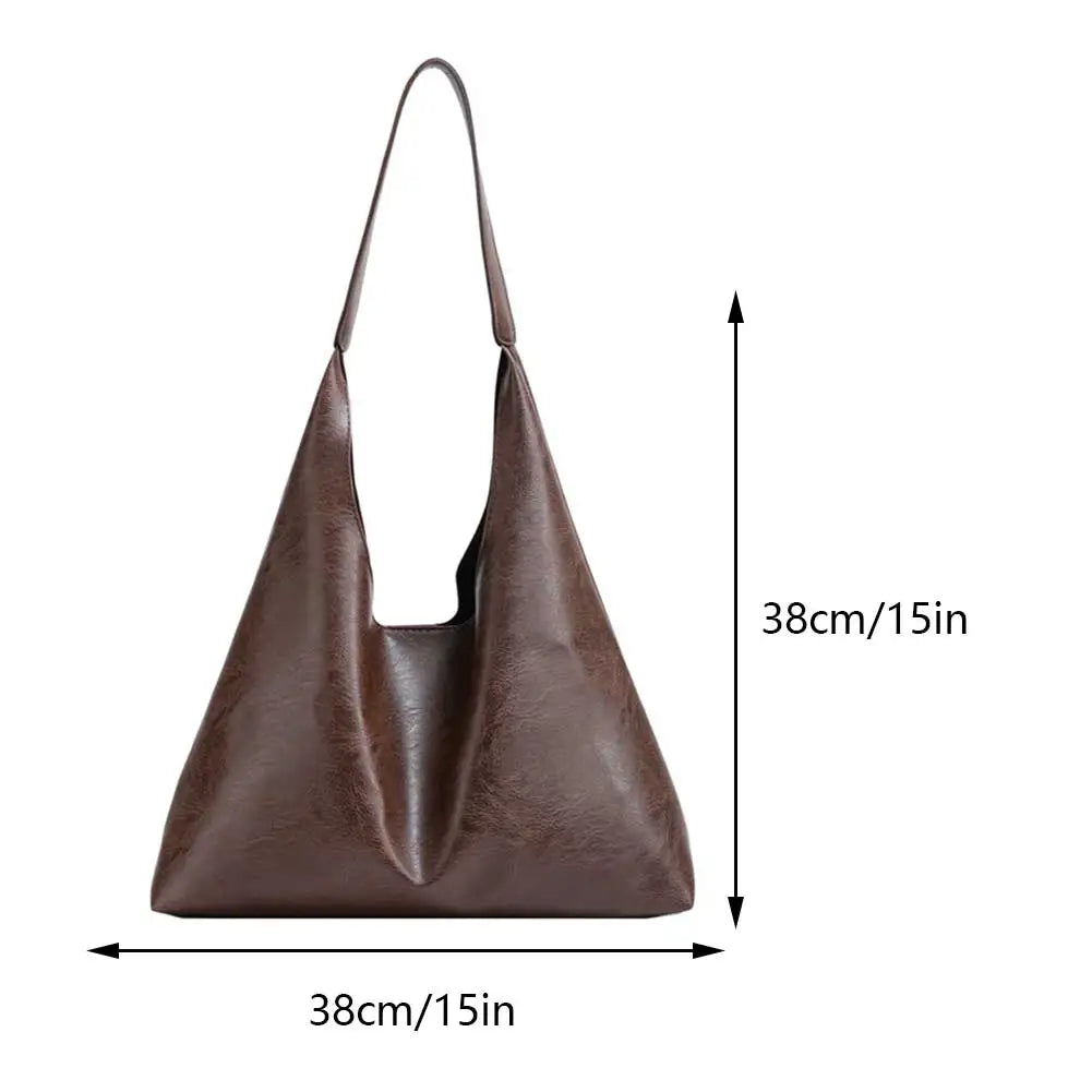 PU Soft Leather Tote Bag Large Capacity Women Big Shoulder Bag Female Simple Underarm Bag Hasp Closure Casual Commuting Bag