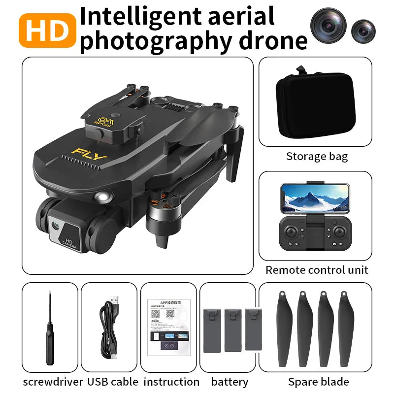 S52Drones 4k HD Brushless Motors Folding Aerial Drone Optical Flow Localization Four Sided Obstacle Avoidance Drone Toys Gifts