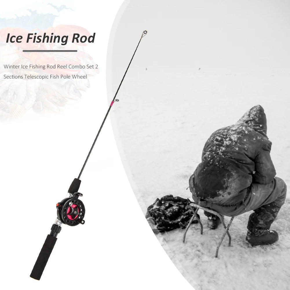 Winter Ice Fishing Rods Reel for Angler Outdoor Telescopic 2 Sections Fish Pole Carbon Fiber River Shrimp Carp Ice Fishing Pole