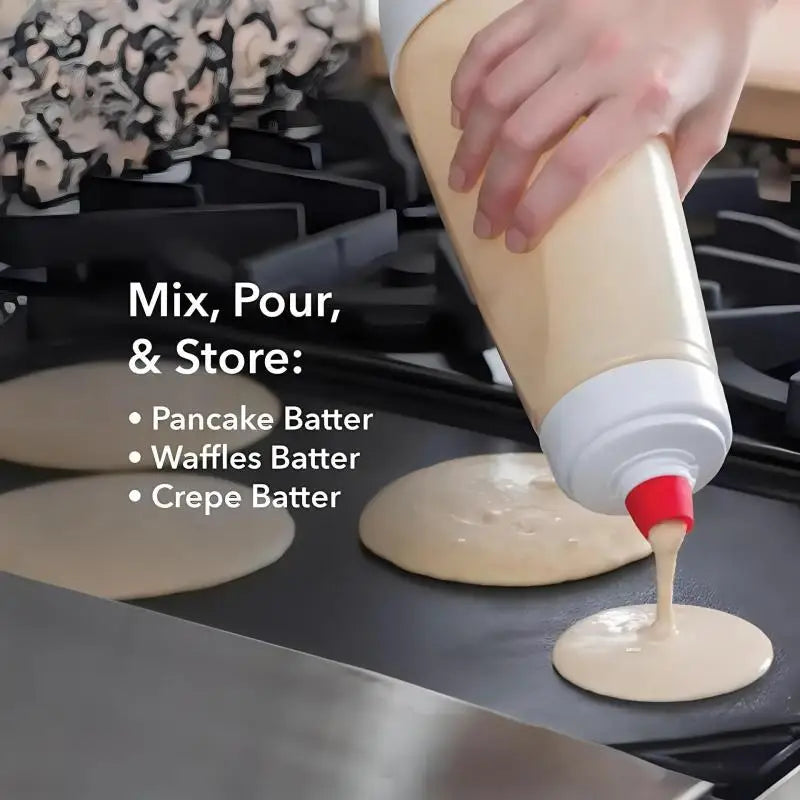 Waffles Dispenser 1000ml Batter Mixing Bottle Pancake Dispenser and Mixer Pancake Batter Shaker Bottle Cake Baking Cookie Tools