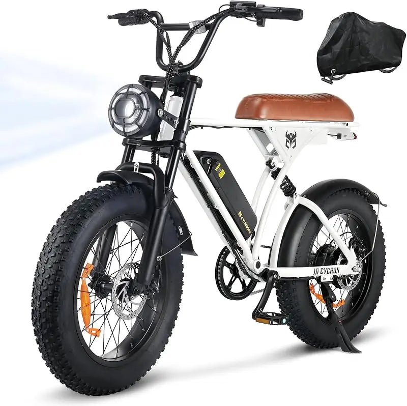 ACycRun Electric Bike 750W Motor with 374.4WH Battery, 20MPH 55Miles Moped Style Ebike for Adults, 20" Fat Tire Co