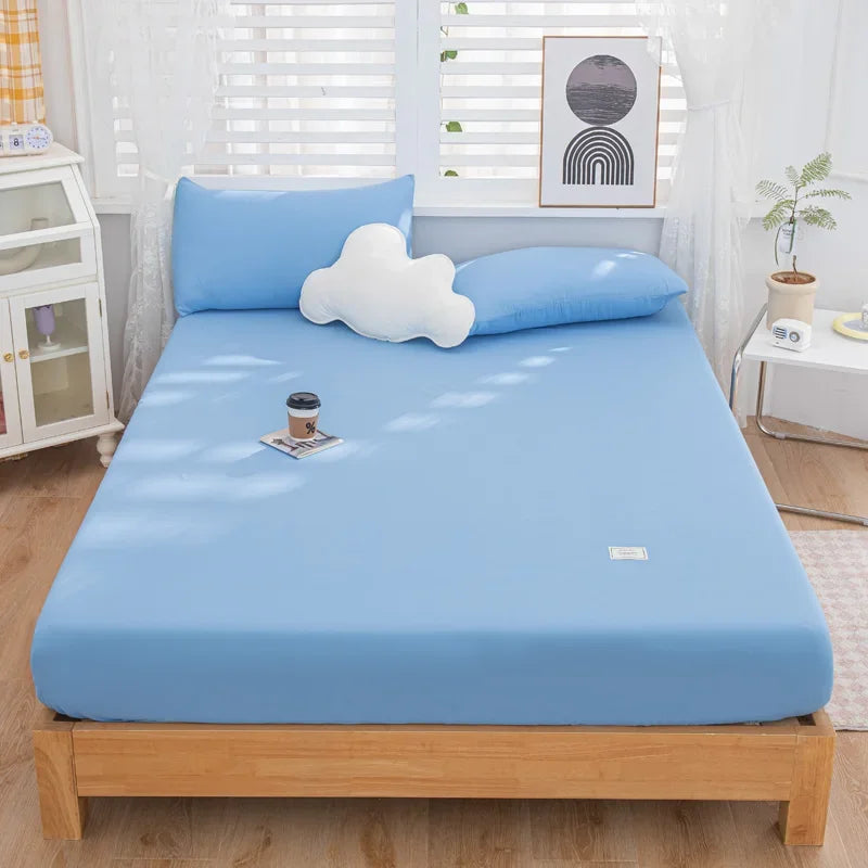 3pcs Fitted Sheet Microfiber Deep Pocket Bed Sheet Matcha Green Bedroom Bedding Sheets Set Solid Color Sheets with 2 Pillowcases