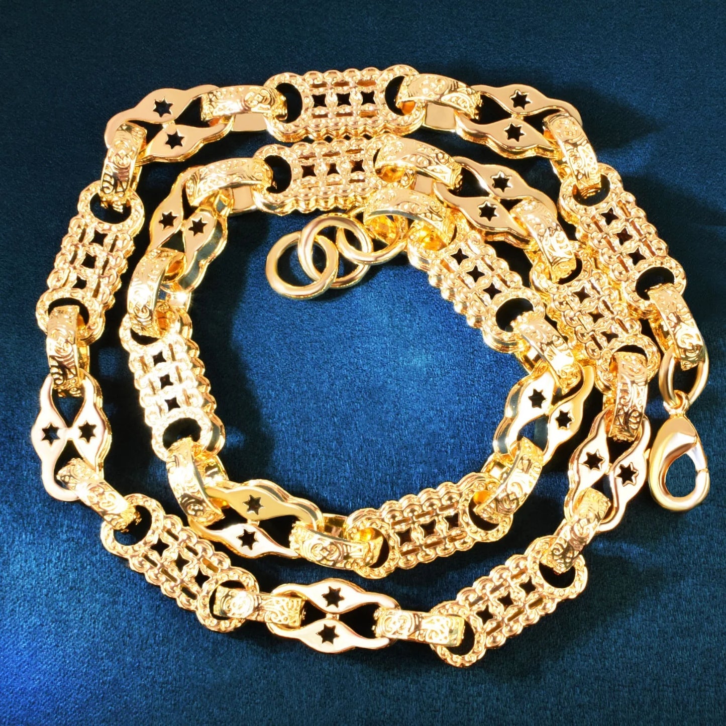CUC Gold Color Men's Necklace 10mm 18K Plated Copper Cuban Link Fashion Hip Hop Punk Jewelry  For Gift
