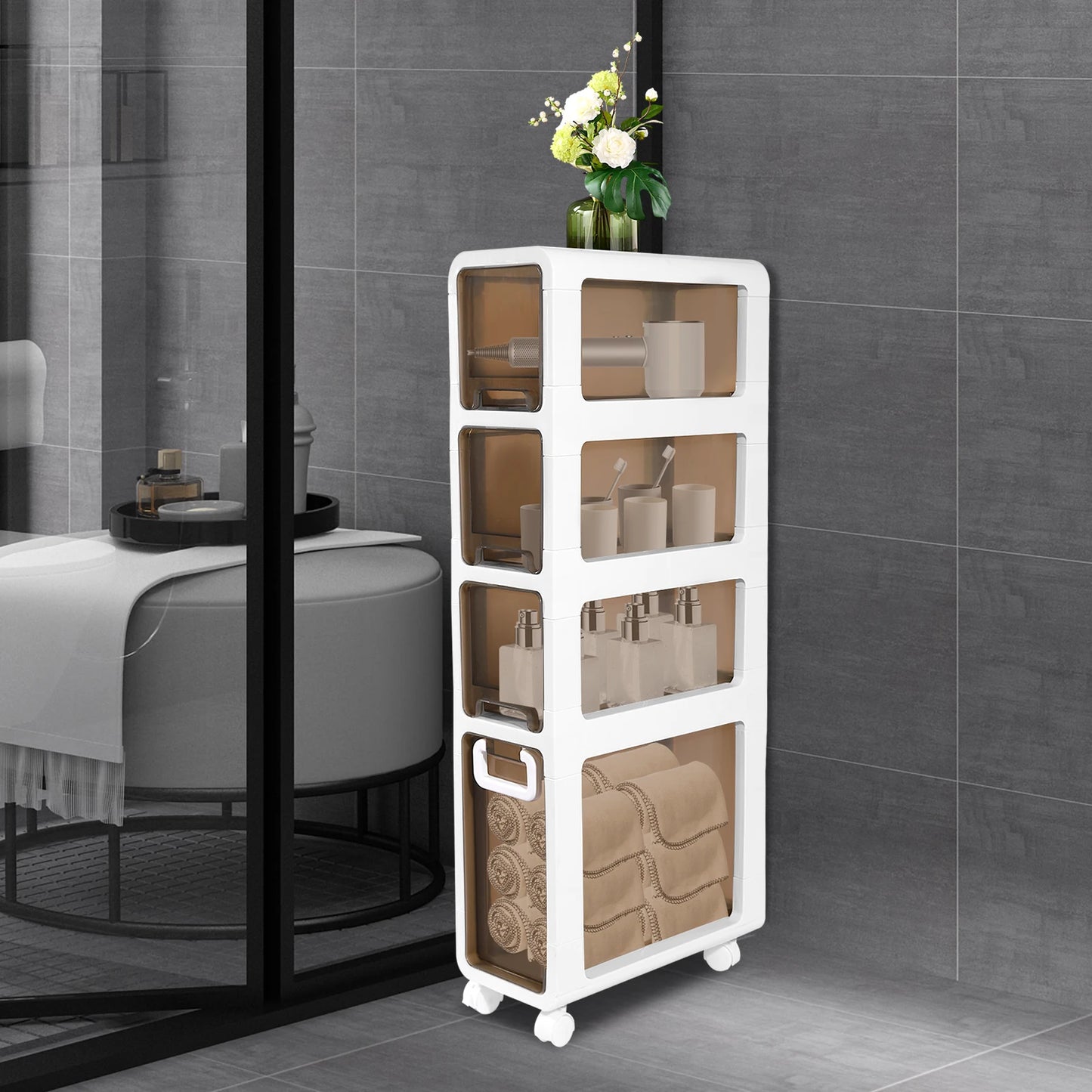 Bathroom Storage Rack – Narrow Gap Floor Cabinet for Toilet, Slim Space Organizer for Small Bathroom Storage