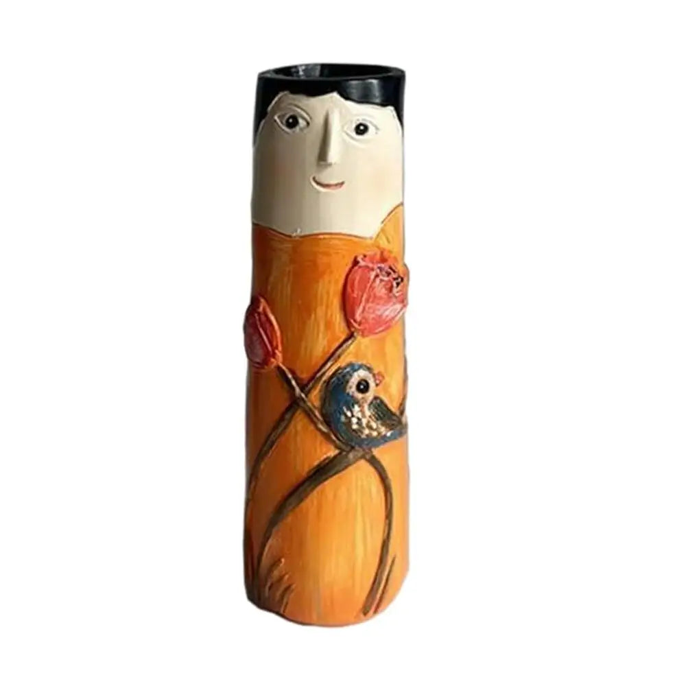 Spring Family Bud Vases Resin Bohemian Vase Cute Shelf Decortions Boho Modern Character Flower Vase Creative Desktop Ornaments