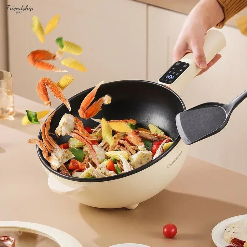 Household Electric Frying Pan: Multifunctional. Electric Cooking Pot. Frying Vegetables. Stir Fry. High Power. Electric Hot Pot.