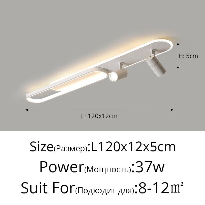 LED Ceiling Lights With Spotlights Minimalist Track Lights for Bedroom Lobby Dining Room Hall Corridor Long Strip Ceiling Lamps
