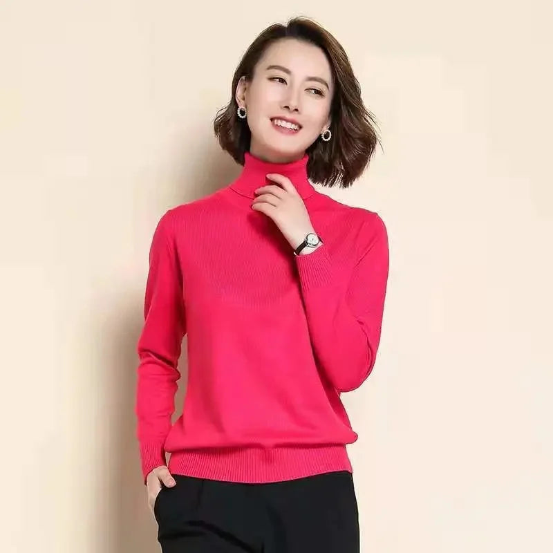Women Sweater 2023 Autumn Winter Cashmere Turtleneck Warm Knitwear Casual Solid Bottoming Shirt Fashion Knit Pullovers Sweater