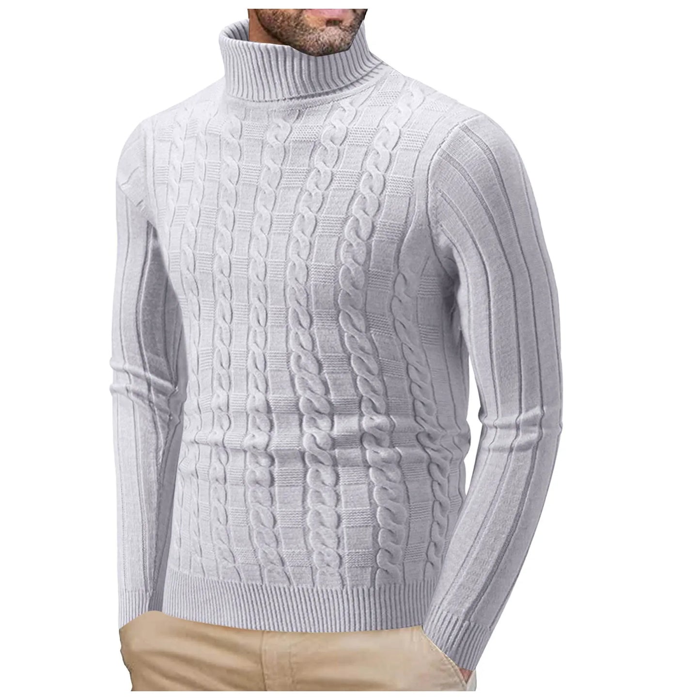 Men's Mock Turtleneck Sweater Long Sleeve Half Neck Pullover Thermal Casual Ribbed High Neck Pullover Men Thickened tops  ﻿