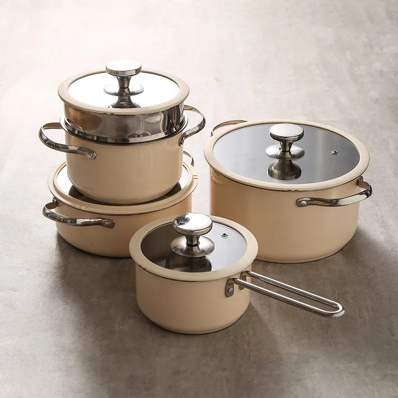 Non-stick Pots and Pans Kitchen Stainless Steel Cookware Set Induction Cooker Pot set