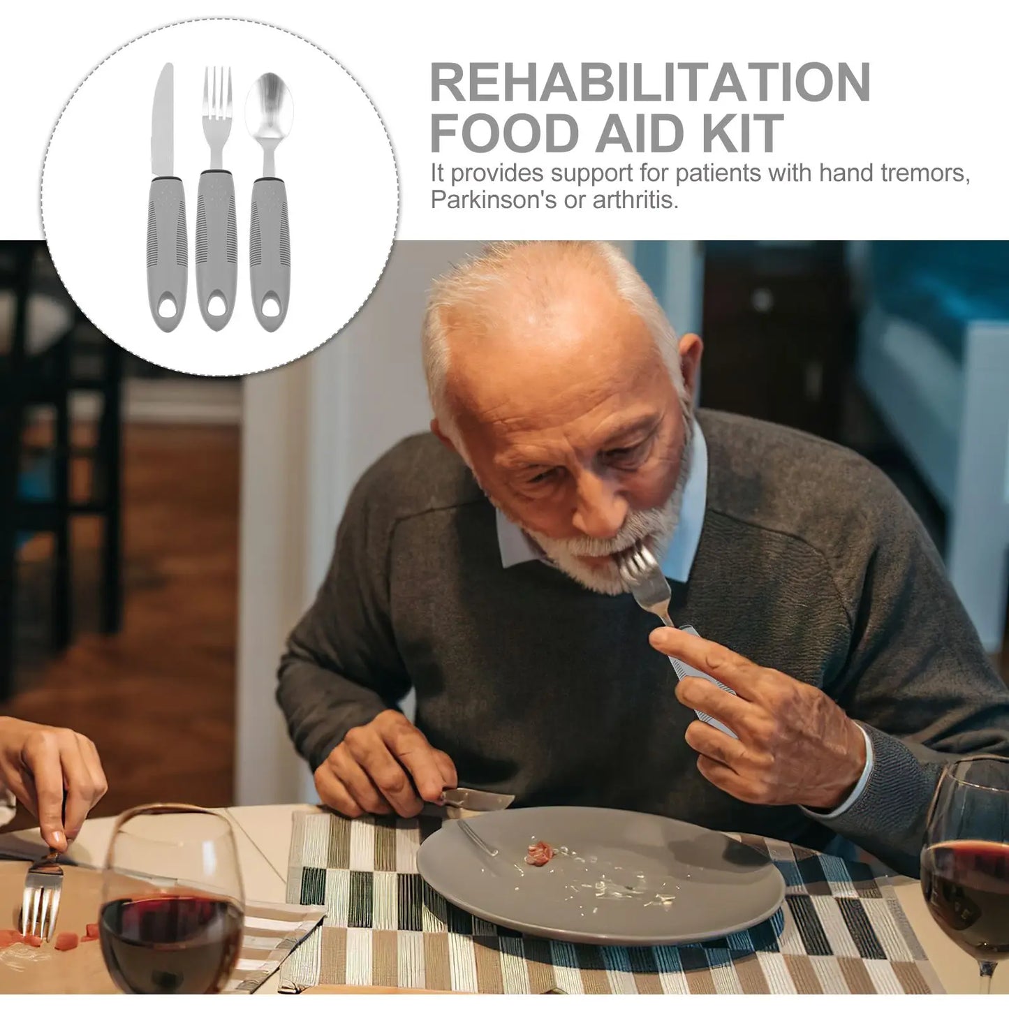 Elderly Utensils Adaptive Built Cutlery Up Bendable Spoon Handicapped People Fork Elderly set Parkinsons Non Handle Silverware