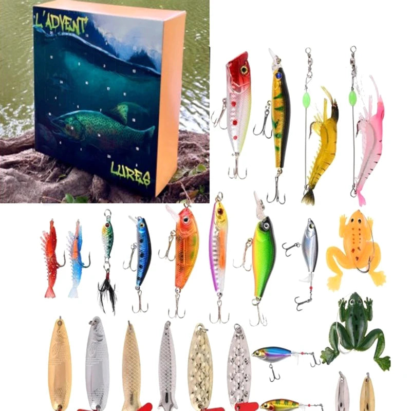 L 'Advent 'LURES 2024 Fishing Set ADVENT Calendar Blind Box Christmas Gift Fishing Gear Countdown Calendar Blind Box