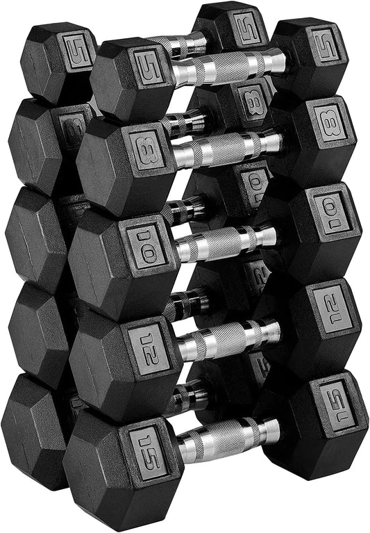Dumbbell Set Rubber Encased Hex Dumbbell Free Weights Dumbbells Set Home Weight Set No Rack