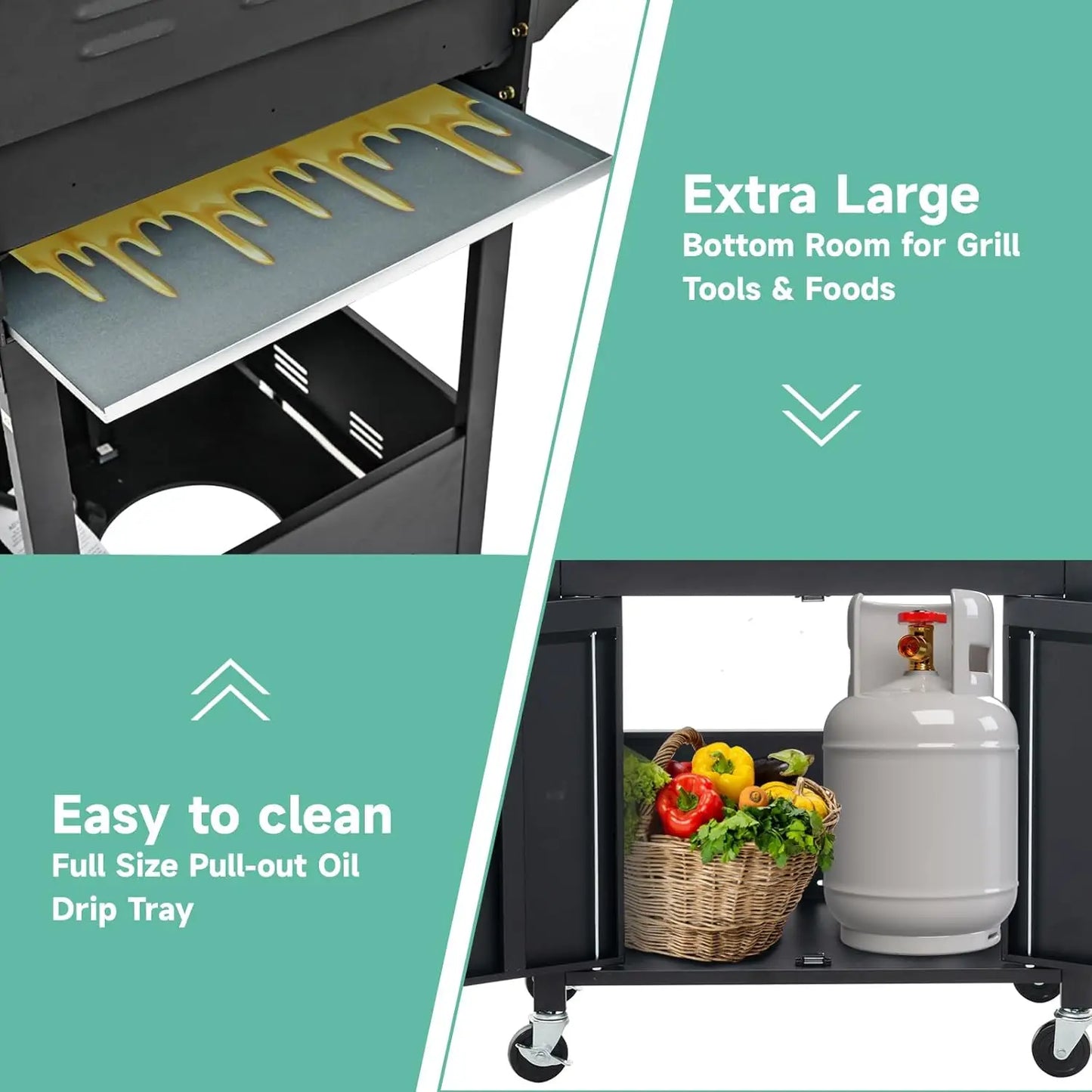 4-Burner Propane Gas Grill Sear Side Burner 46,700 BTU Outdoor BBQ Cabinet Style Barbecue Grilling High Cooking Capacity Fast