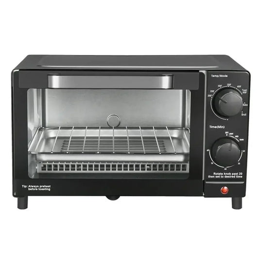 4 Slice Toaster Oven Bake Broil & Toast 9-inch Pizza or 4 Bread Slices Quartz Heating Elements 60 Minute Timer 1050W Power