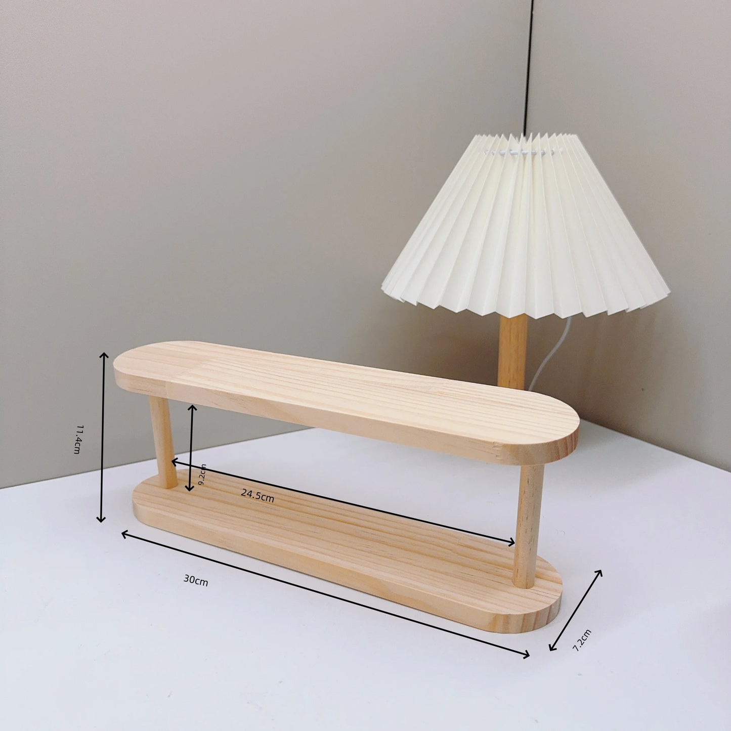 Wooden Storage Shelf 2-Tiers Desktop Organizer Shelves Desk Perfume Display Rack Desktop Dressing Table Cosmetics Storage Rack