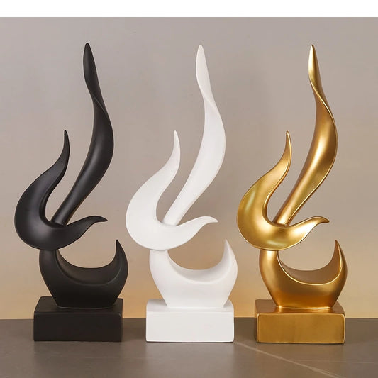 Resin Crafts Flame Abstract Bird Golden Sculpture Geometric Streamer Decorative Figurines Home Decoration Accessories