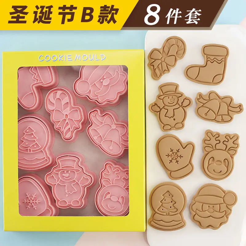 24Pcs Sanrio Hello Kitty Cartoon Cookie Mold 3D Pressable Stamp Kitchen Baking Pastry Bakeware New Year Christmas Decoration
