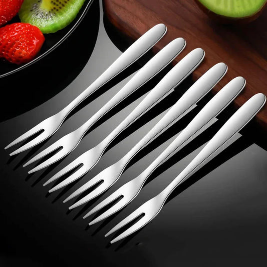 1/3/5Pcs Stainless Steel Fruit Forks Two-toothed Forks Small Cake Forks Western Multifunctional Household Kitchen Accessories