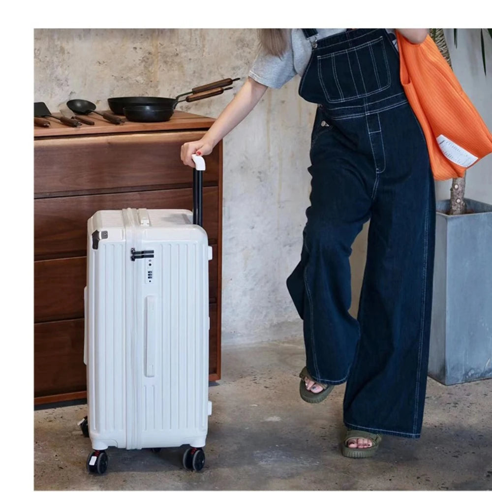 Travel Suitcase 20 inches Large Capacity Free Shipping Rolling Luggage Unisex White Travel Box on Wheels Shipping from US