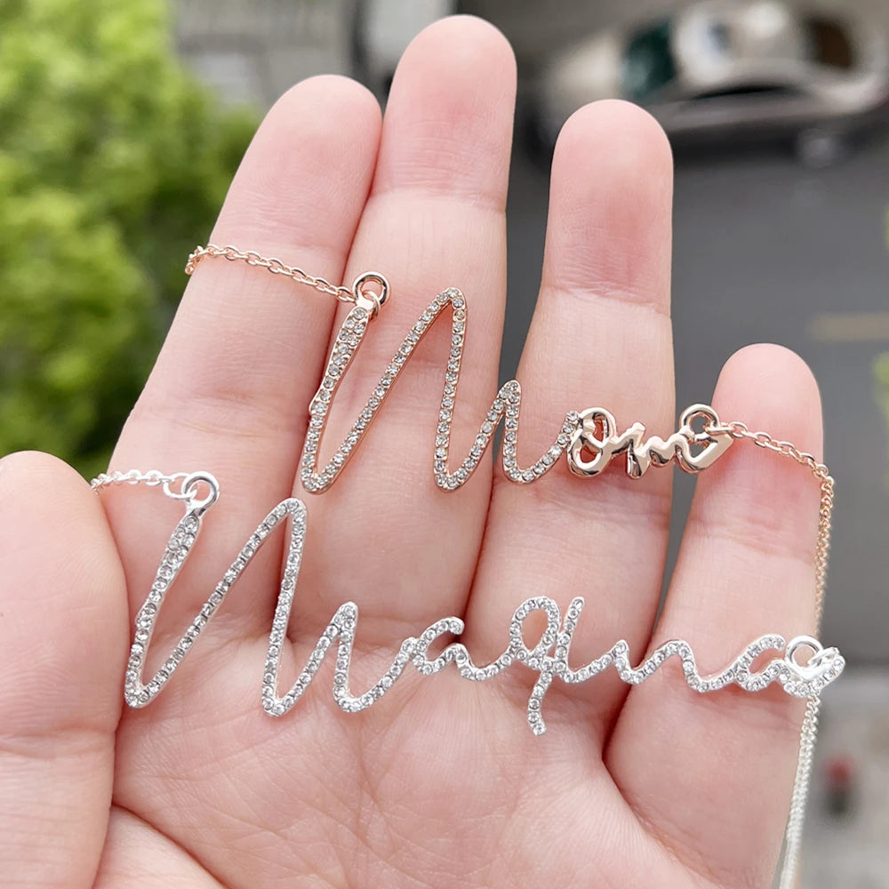 Duoying Zirconia Initial Letters Necklaces Women Personalized Necklace with Names Crystal Pendant Necklace Mom Gift