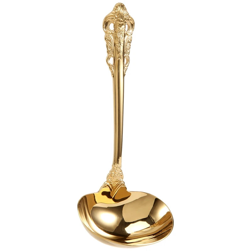 304 Stainless Steel Soup Ladle Cooking Tool Kitchen Accessories Gold Scoop Tablewares Gold Plated Soup Serving Spoon