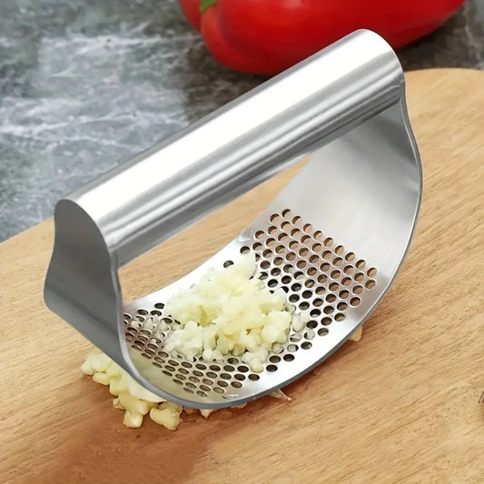 Stainless Steel Garlic Press and Mincer Set, 2pc Manual Garlic Crusher, No Electricity Required, Durable Kitchen Tool