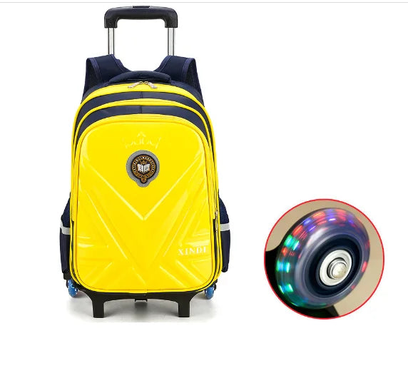 kids PU 3D School Wheeled Backpack for boys Children Rolling Luggage Suitcase Travel Trolley Bag for kids Schoolbag on wheels