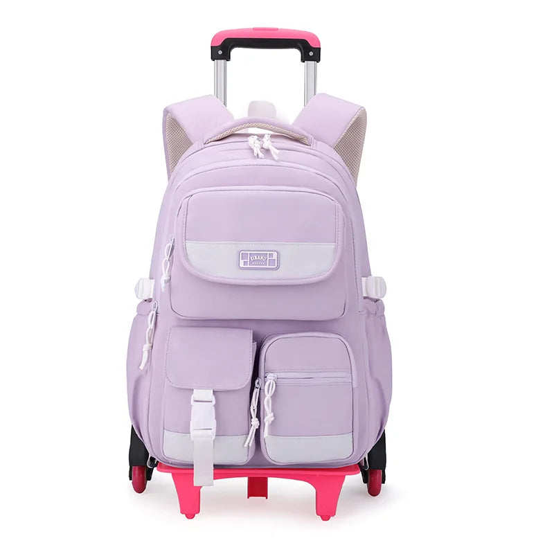 Rolling School Bags for Girls Backpack Children Waterproof School Backpacks with Wheels Middle School Trolley Luggage Back Pack