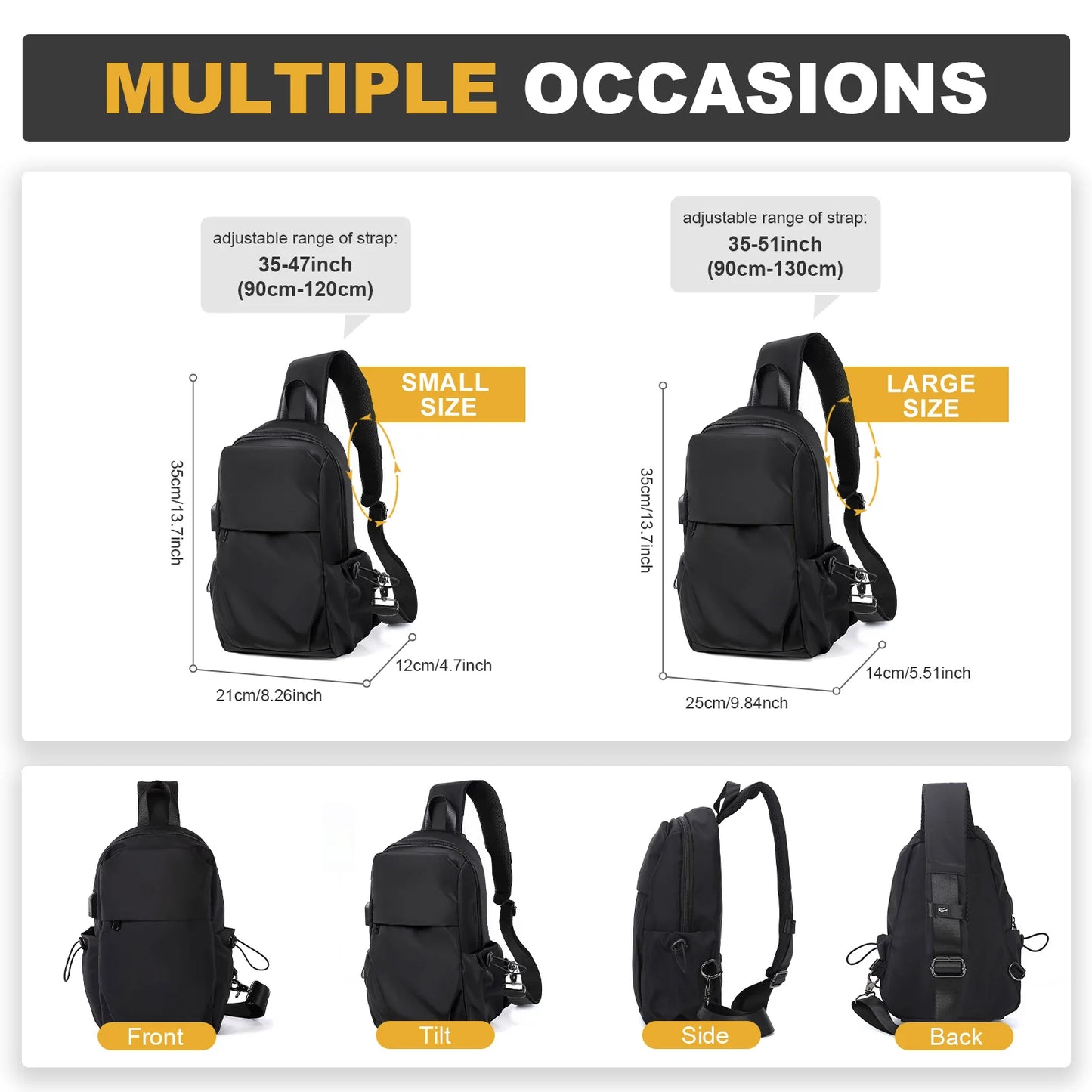 Crossbody Sling Backpack Chest Bag Daypack Travel Hiking Sling Bag for Women Men, Casual Sports Running Crossbody Shoulder Bag