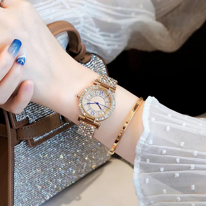 New Watch for Women Reloj Mujer Luxury Rhinestone Stainless Steel Quartz Women Watch Luxry Clock Gift for Lady Relógio Femino