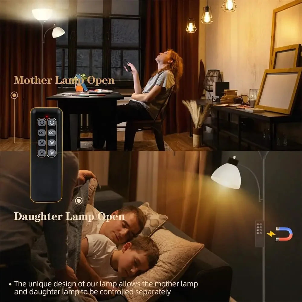 Led Floor Lamp, Super Bright 11W+7W 2100LM Torchiere Floor Lamps for Living Room, Stepless Adjustable 3000K-6000K Temperatures