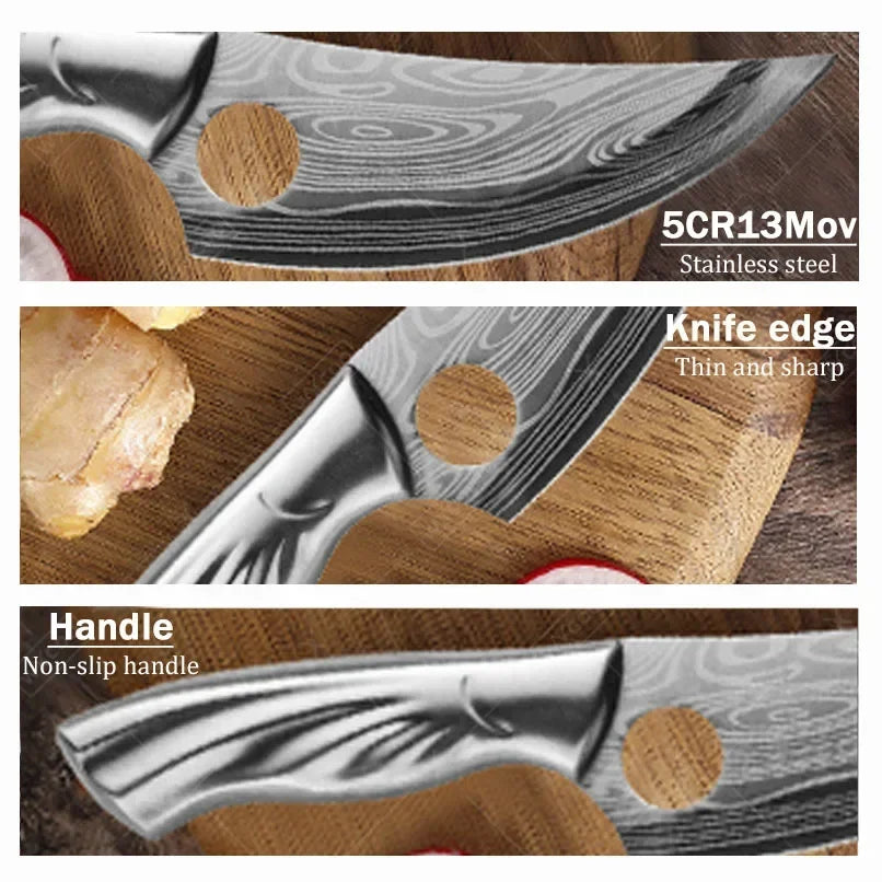 5.5 "Damascus Kitchen Knife All steel 5CR15 boning knife, stainless steel home women's sharp meat/chopping knife, 1/2 cutter