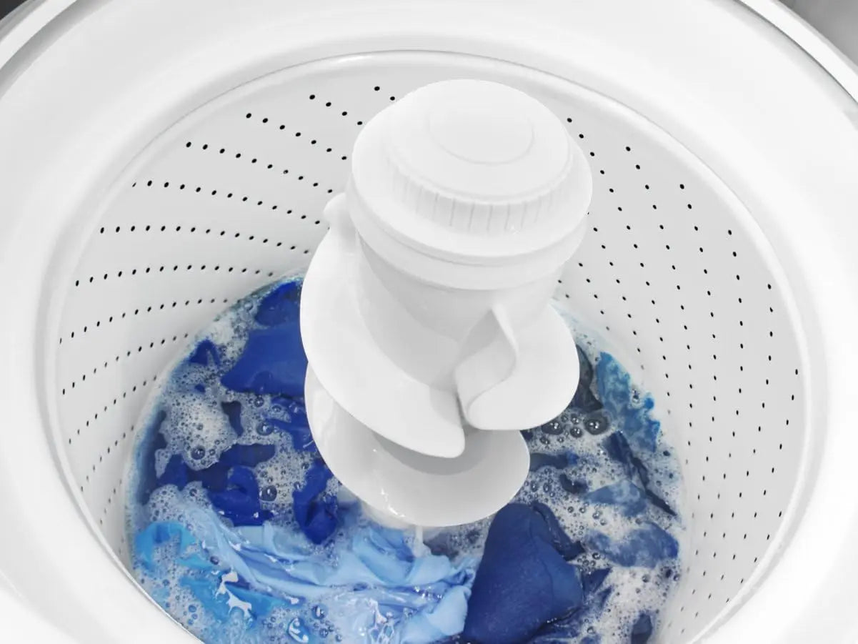 Top-Load Washer with Dual Action Agitator, Stainless Steel Top Loader Laundry Washing Machine, 3.5 cu. ft. Capacity White