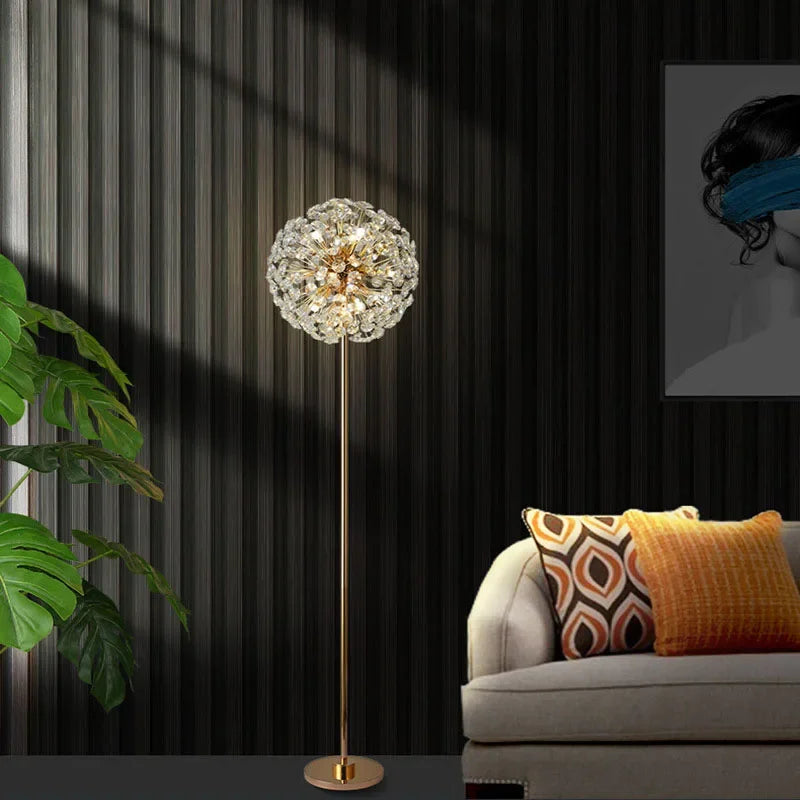 Dandelion LED Floor Lamp for Parlor Bedroom Shop Decorate Standing Lighting G4 Bulb Gold Metal Home Deco Dropshipping