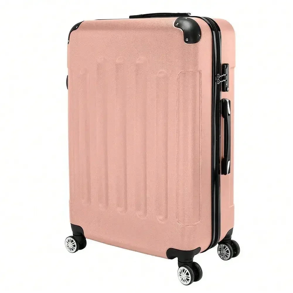 3Pcs Luggage Set Trolley Spinner 20"/24"/28" Suitcase Hard Shell Rose Gold