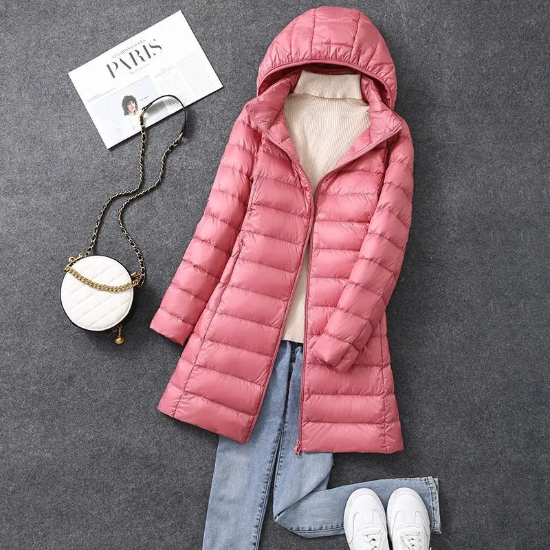 2024 New Arrivals Autumn Winter Women Fashion Puffer Jackets Duck Down Jacket Warm Portable Hooded Coat Female Windbreaker Parka