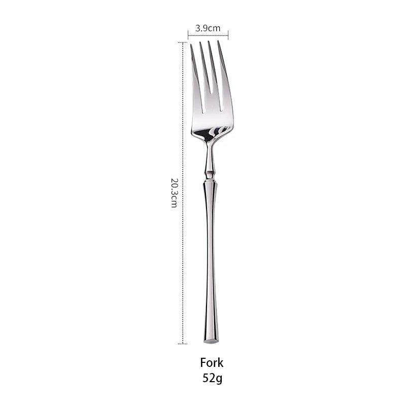AJOYOUS Cutlery Set Stainless Steel Mirror Flatware Luxury Silverware Set Dessert Fork Tea Spoon Knife Dinnerware Kitchen