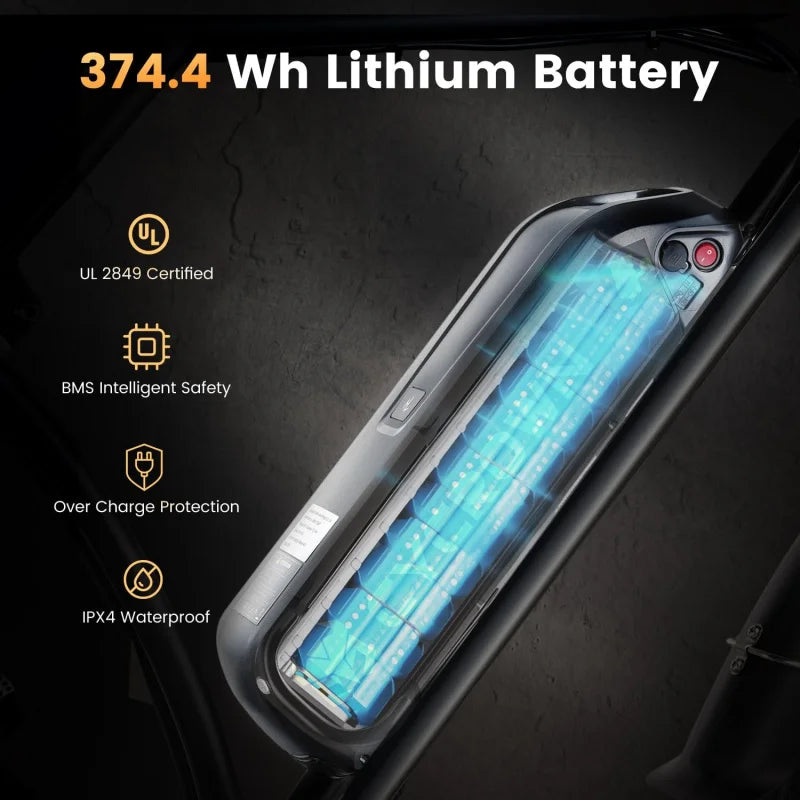 ACycRun Electric Bike 750W Motor with 374.4WH Battery, 20MPH 55Miles Moped Style Ebike for Adults, 20" Fat Tire Co