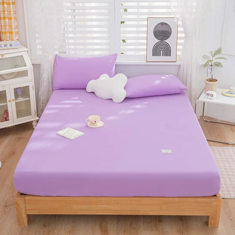 3pcs Fitted Sheet Microfiber Deep Pocket Bed Sheet Matcha Green Bedroom Bedding Sheets Set Solid Color Sheets with 2 Pillowcases