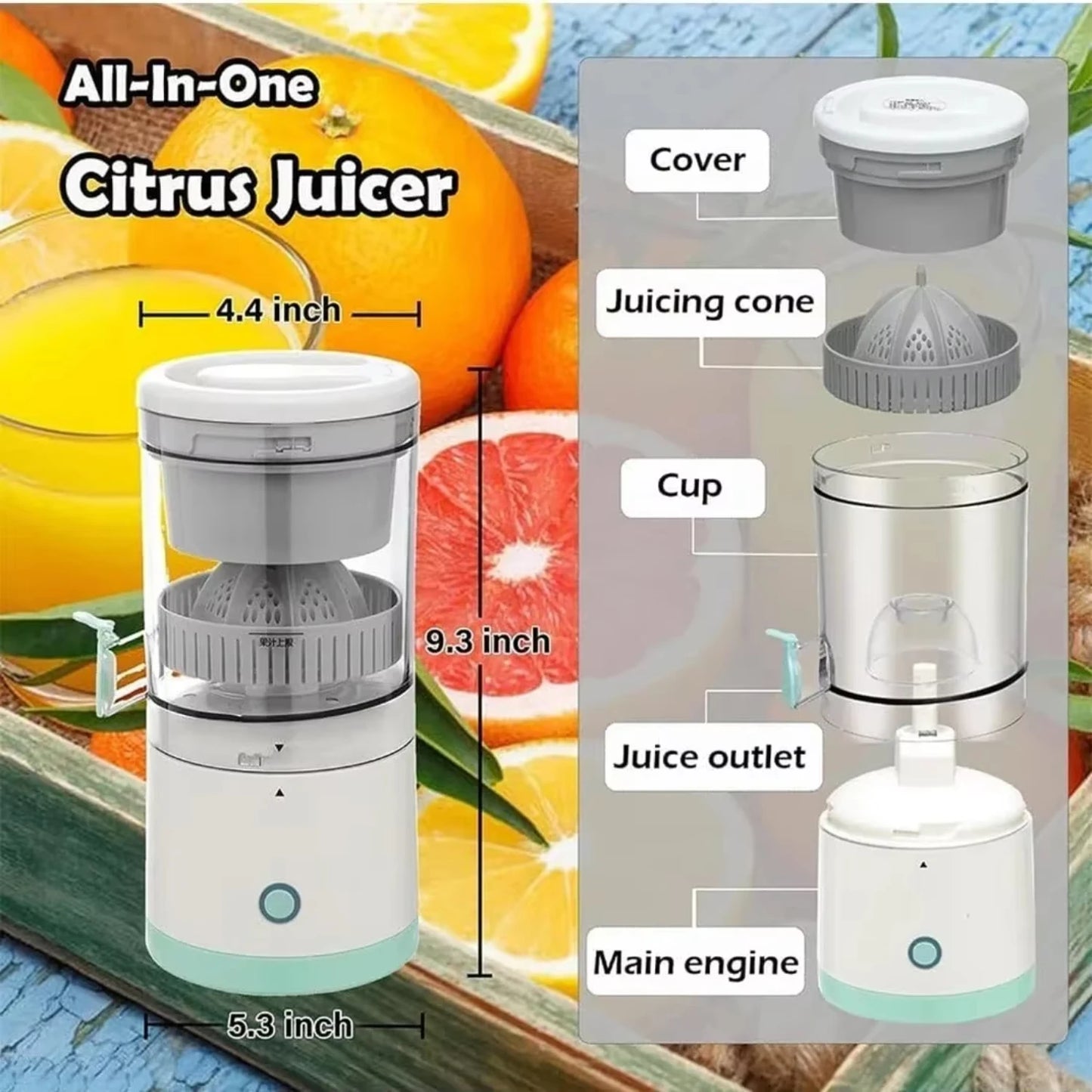 Juicer Citrus Lemon Squeezer USB Charging Kitchen Fruit Blender