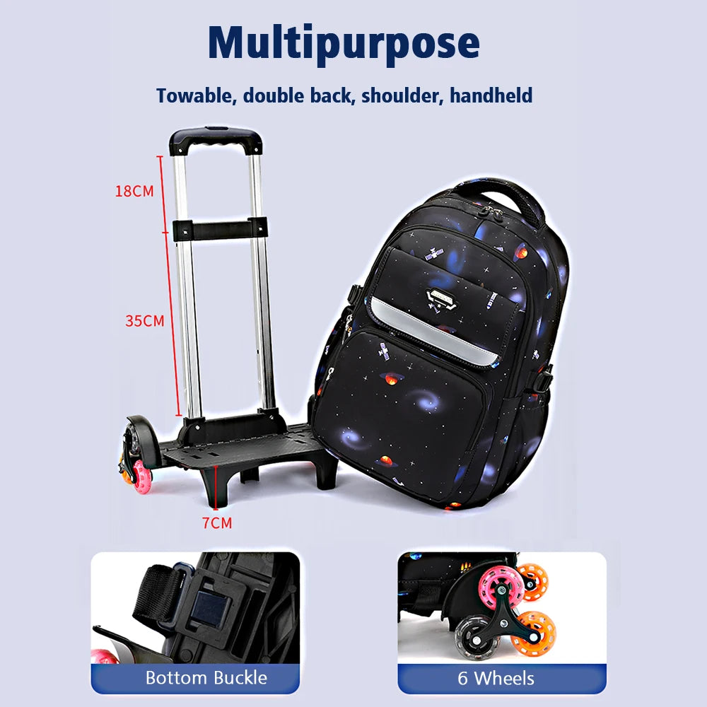 School Bags Trolley Children Mochilas Kids Backpacks With Wheel Trolley Luggage Girls princess backpack Backbag kids Schoolbag